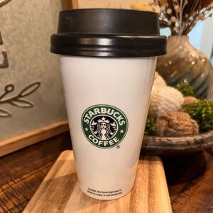 VTG 2009 Starbucks Coffee Double Wall Ceramic Travel Tumbler w/Locking Lid 12 oz